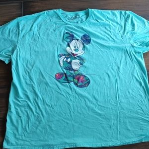 Disney mickey mouse Womems shirt Sz 3XL Casual Blue Tropical